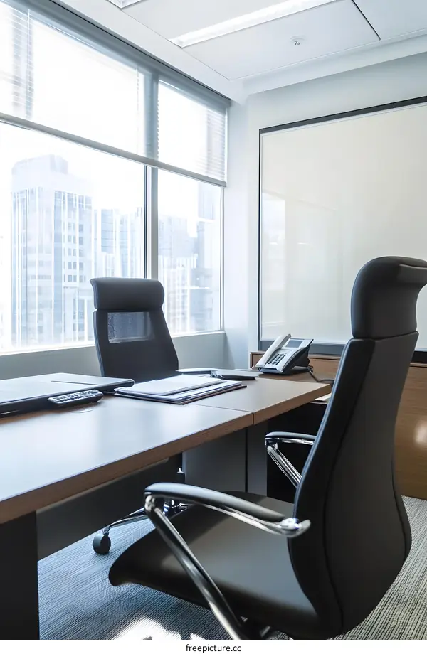 Modern Office Interior Design with Two Chairs and a Window View