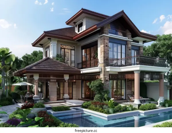 Modern Luxury Home with a Swimming Pool and Landscaping