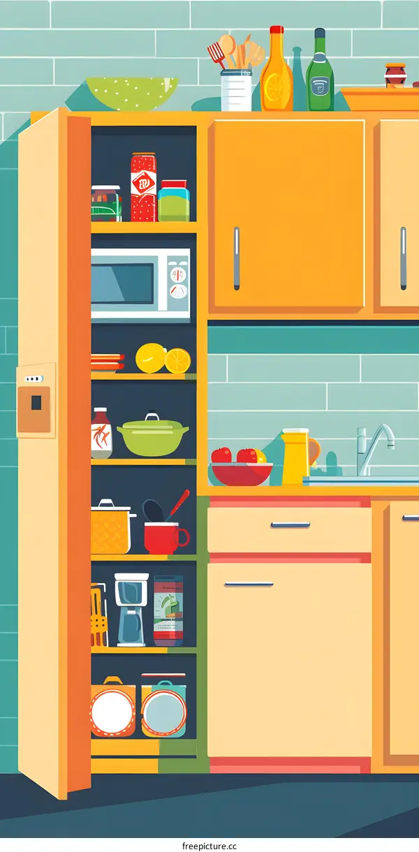 Kitchen Cabinet with Open Door