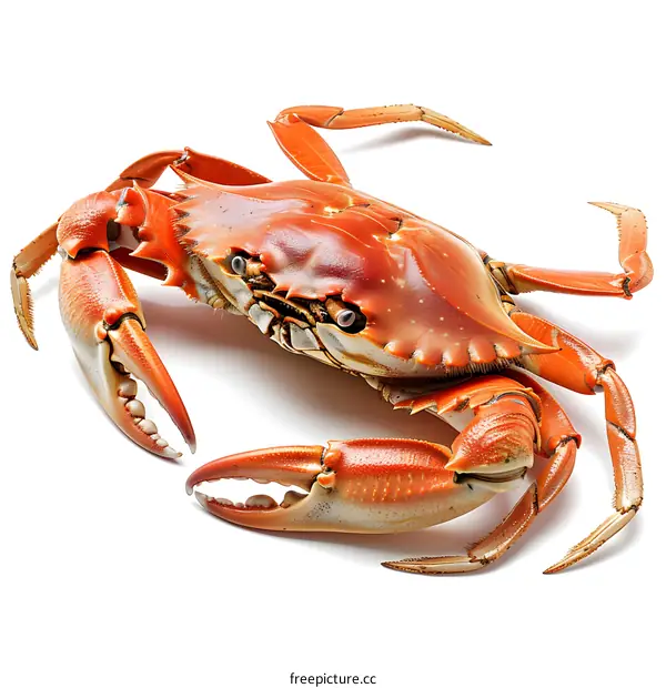 A large red crab on a white background