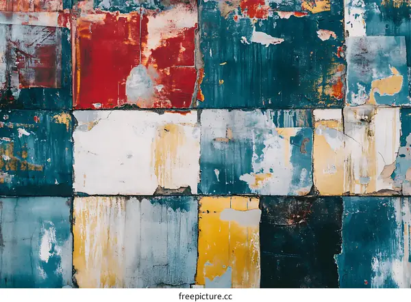 Abstract Colorful Wall Texture With Peeling Paint