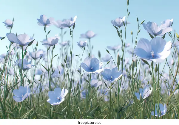 Field of blue flax flowers