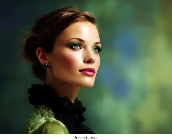 Elegant Woman with Fashionable Makeup