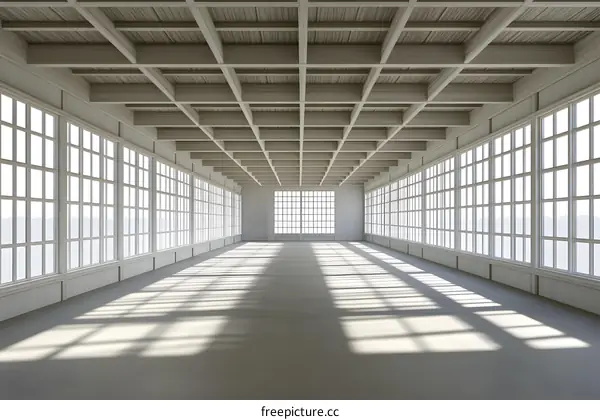 Empty Room with White Walls and Large Windows