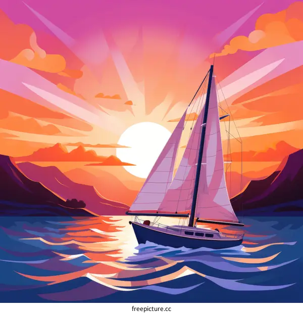 Sailboat at Sunset on the Sea