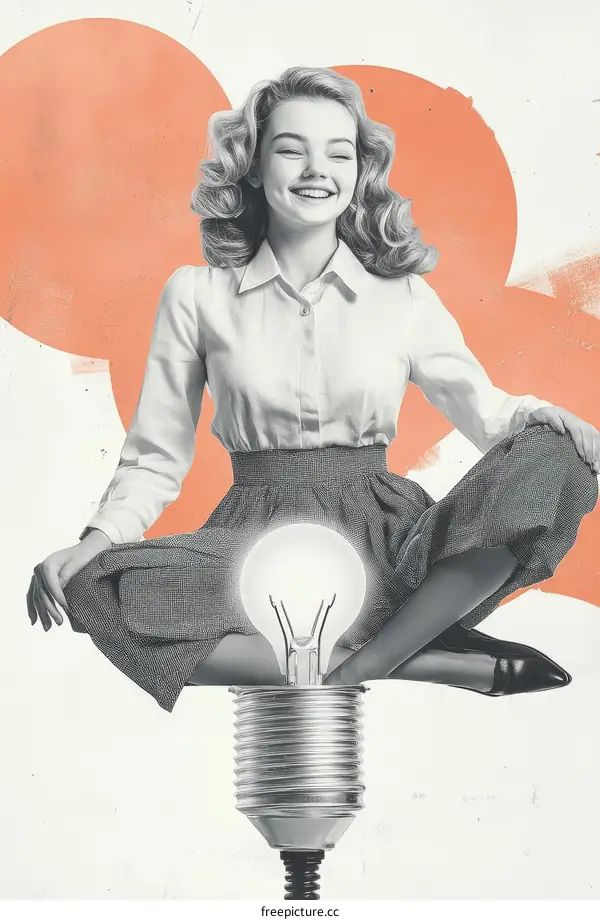 Creative Woman with Lightbulb Idea Illustration