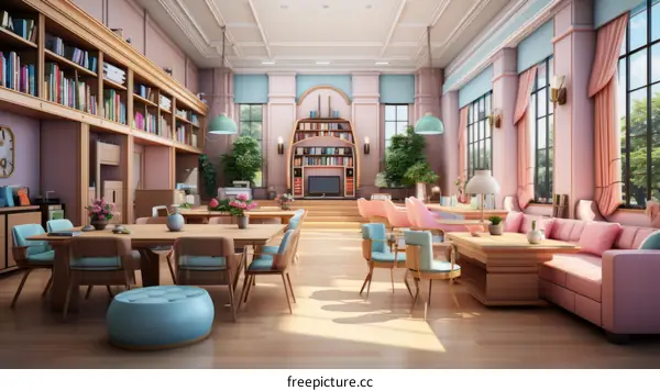 Pastel Academia Living Room Interior Design