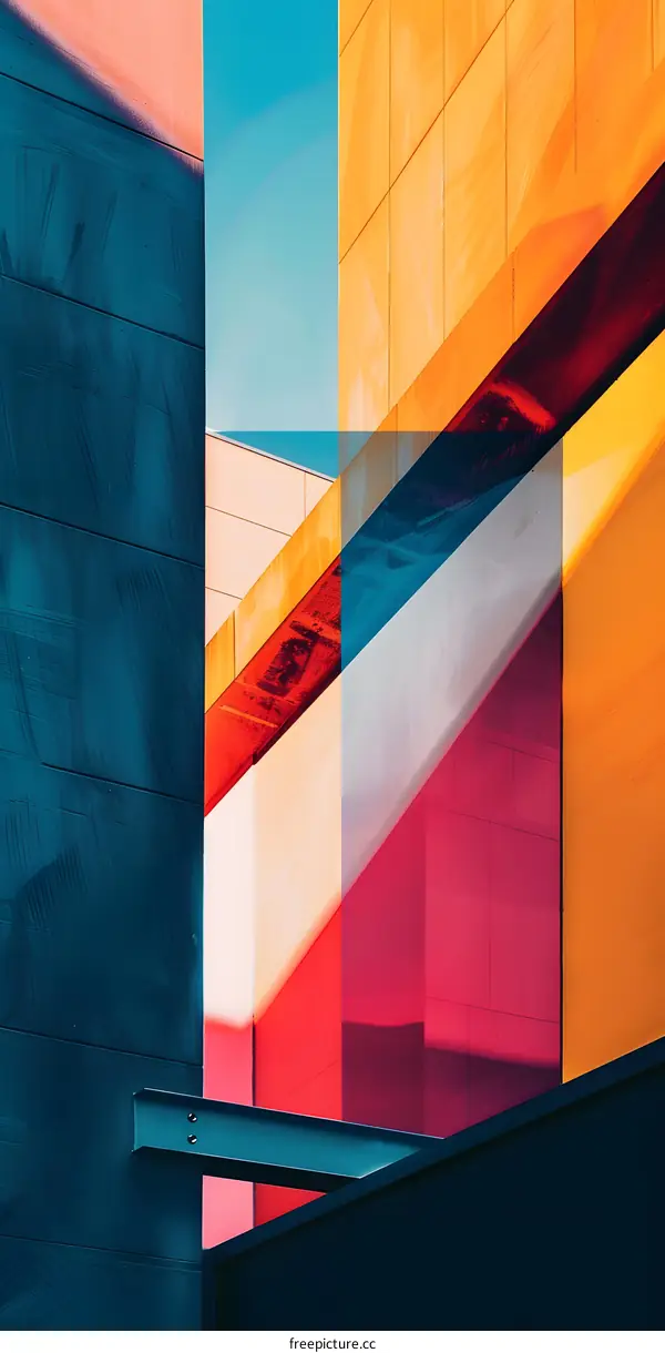 Abstract Architectural Design with Colorful Panels and Geometric Shapes