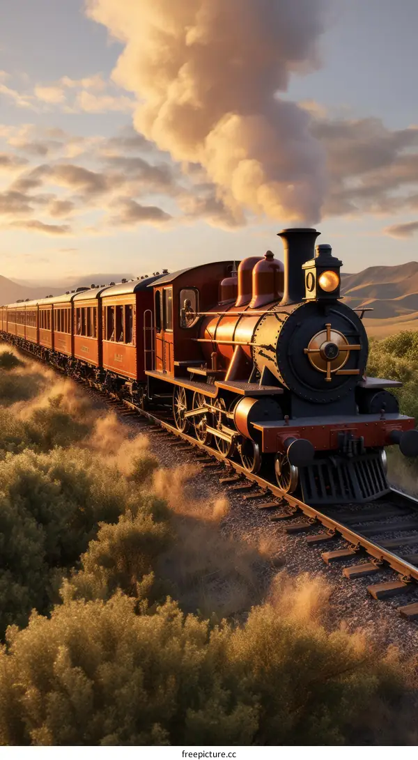 Vintage steam train ride through the countryside