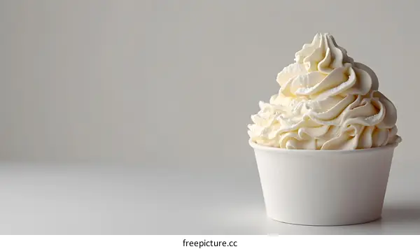 White whipped cream in a white cup