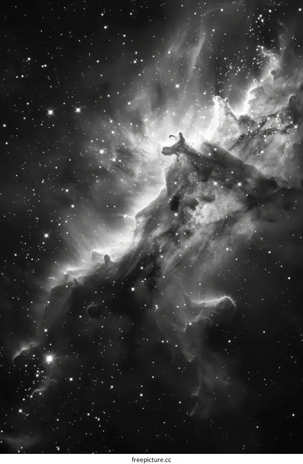 Striking Black and White Image of the Horsehead Nebula in the Constellation Orion