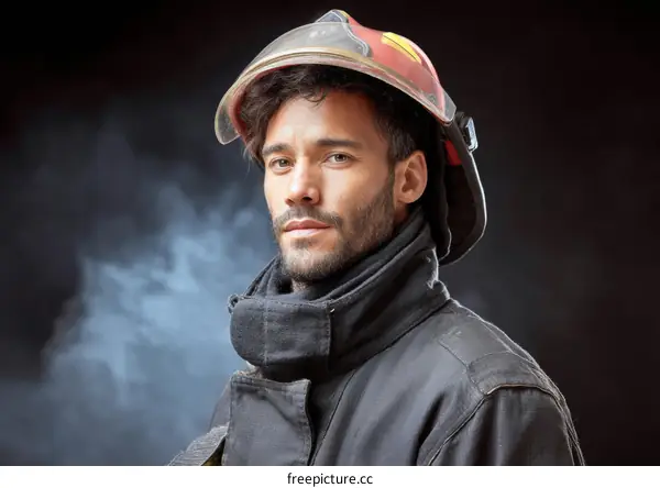 Portrait of a Determined Firefighter