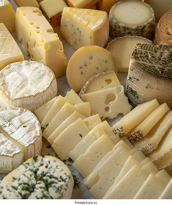 Assortment of Different Types of Cheese on White Background