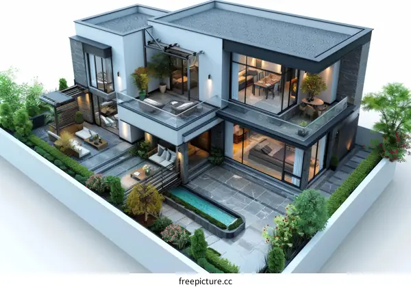 Modern Villa Exterior Design Illustration