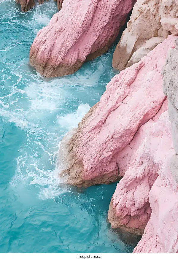 Pink Cliffs and Ocean Waves