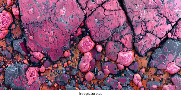 Abstract Pink and Black Texture with Cracked Surface
