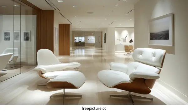 Modern White Leather Lounge Area in a Contemporary Office
