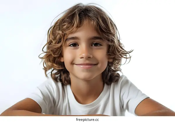 Portrait of a happy smiling boy with curly hair