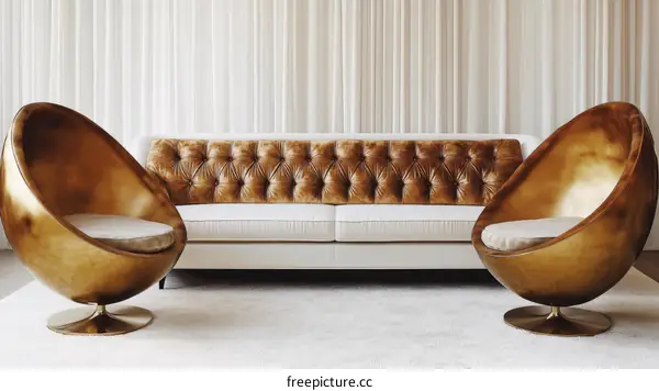 Modern Gold Egg Chair and Sofa Set