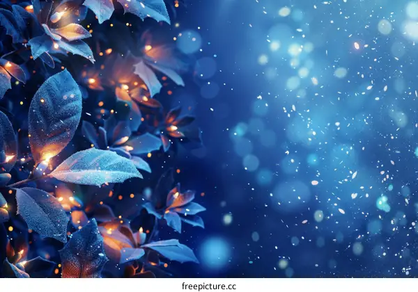 Christmas Tree Branches Decorated with Colorful Lights