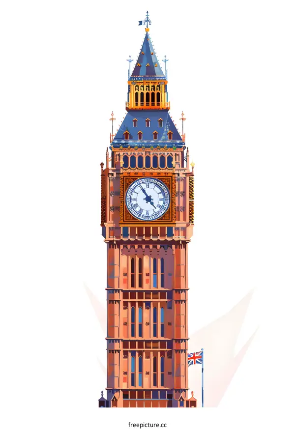 Illustration of Big Ben Tower in London England