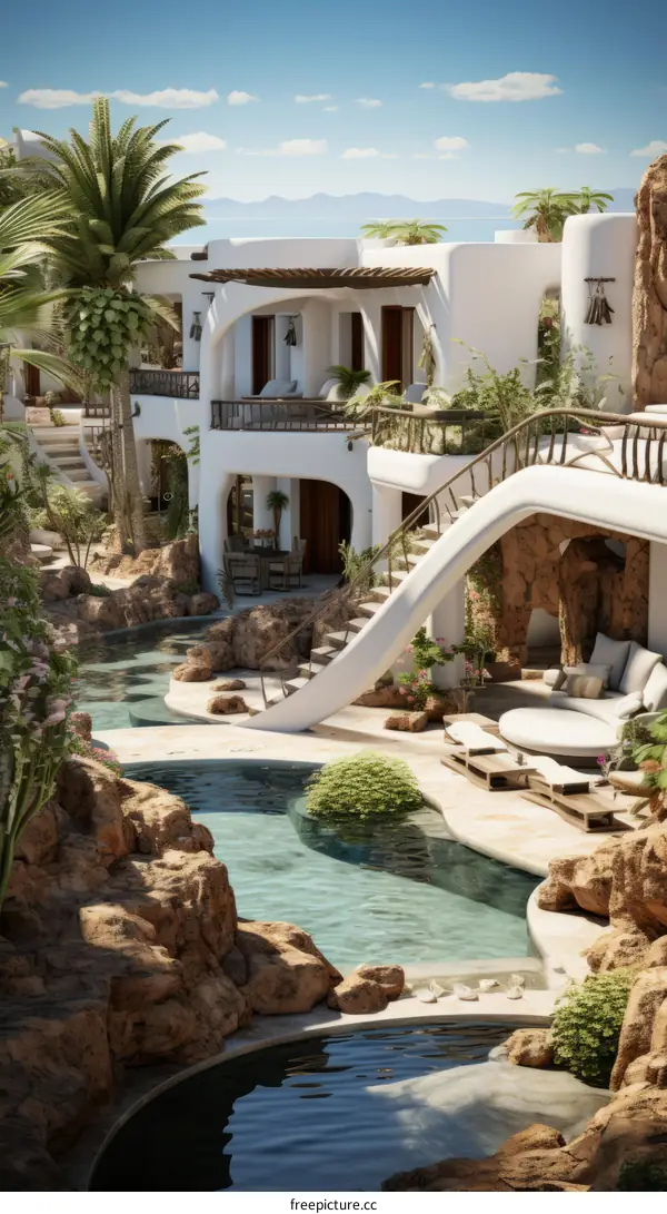Modern luxury resort with private pools and stunning views