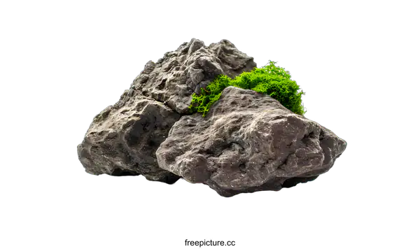 [Transparent Background PNG]Large Grey Rock With Green Moss On Top