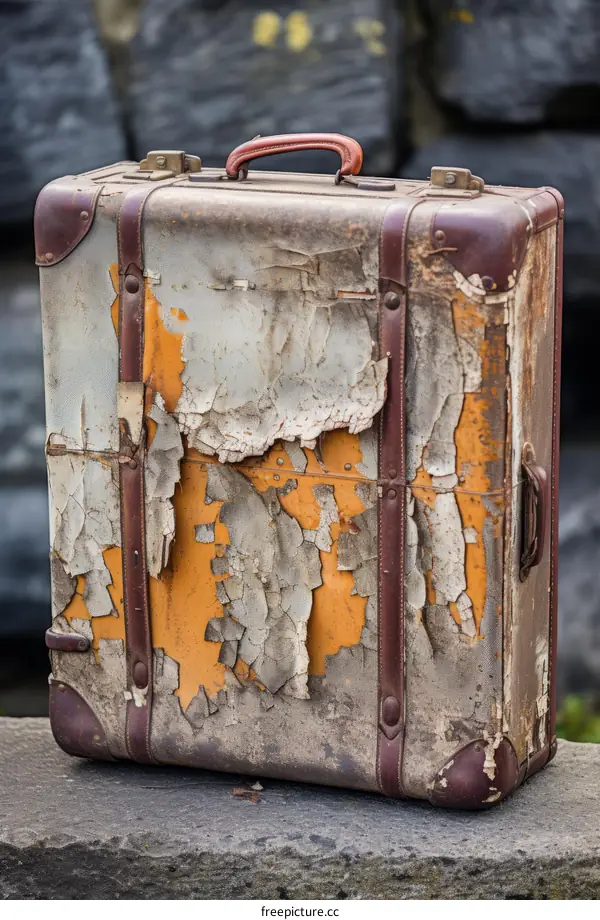 Vintage Suitcase with Peeling Paint