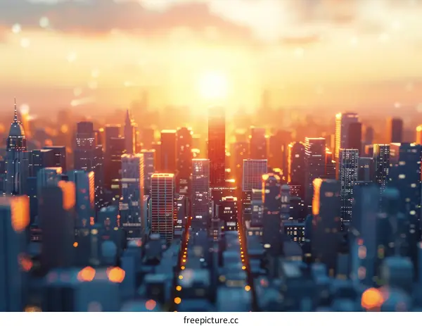 A Metropolis Adorned in Golden Hues of Sunset