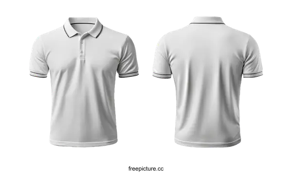[Transparent Background PNG]Blank White Polo Shirt Mockup Front and Back View