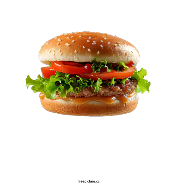 [Transparent Background PNG]hamburger with lettuce and tomato