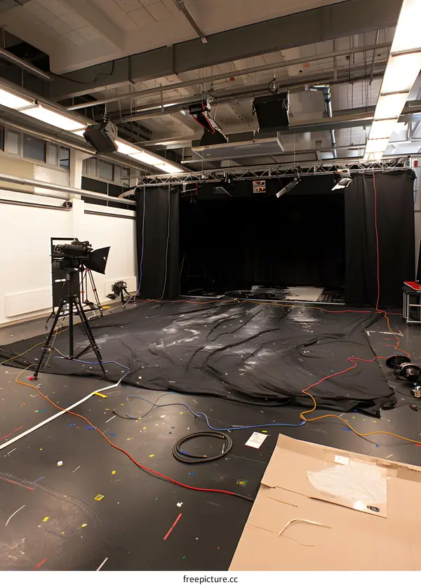 Black Studio with Camera and Lights