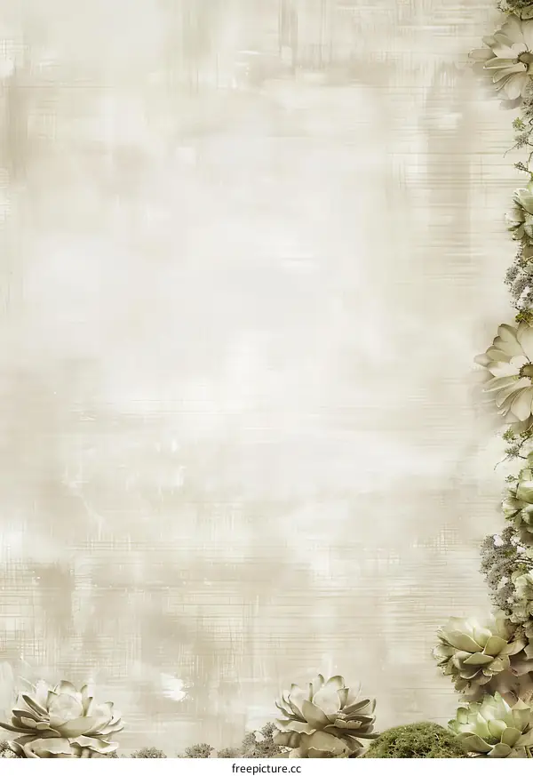 Vintage Floral Border with Rustic Background