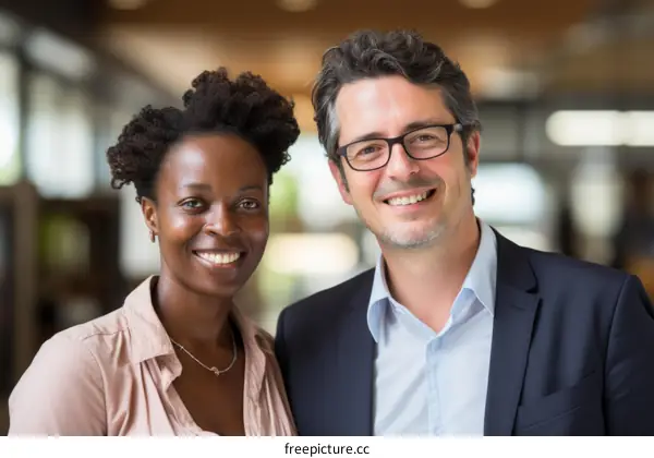 Smiling business people of different ethnicities