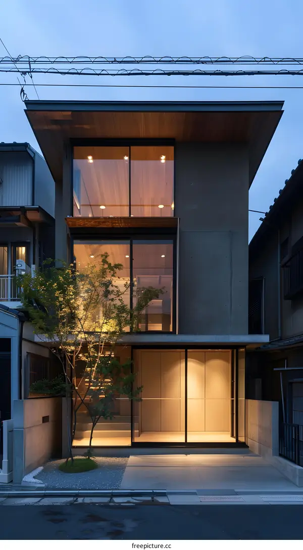 Modern Japanese House with Large Windows