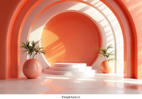 Minimalist Coral Interior Scene