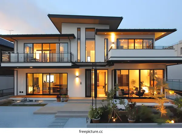 Modern Japanese Style Home with a Large Patio