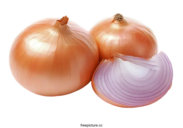 [Transparent Background PNG]Fresh Onions and Sliced Onion