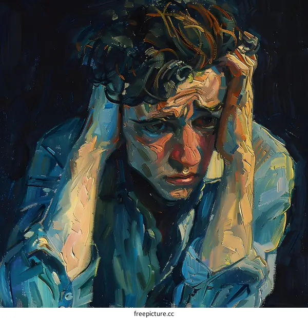 Portrait of a Young Man with Head in Hands