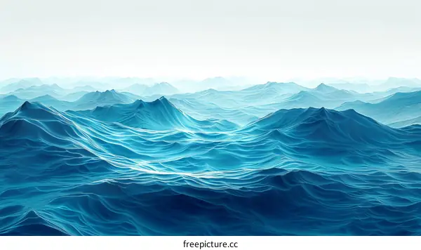 Deep blue ocean surface with rolling waves