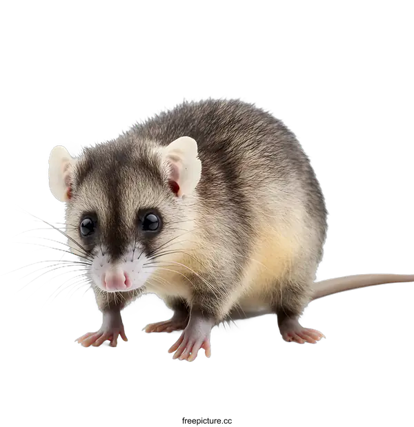 [Transparent Background PNG]Cute Small Grey Opossum Looking at the Camera
