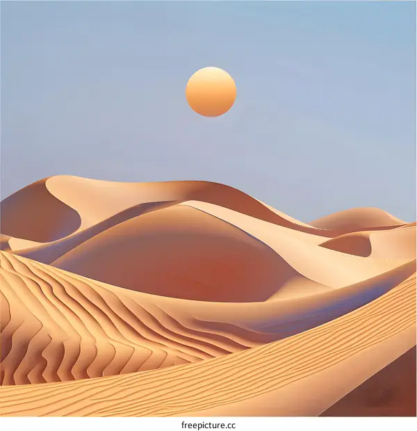 Desert Landscape with Sun in the Sky