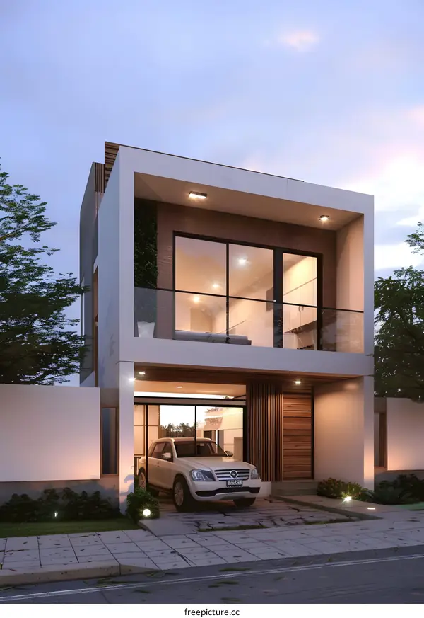 Modern Minimalist Two Story House Design with Garage