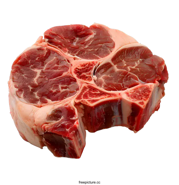 [Transparent Background PNG]Raw Meat Cut with Bone on White Background