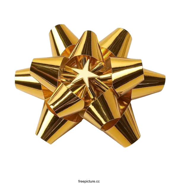 [Transparent Background PNG]Golden Gift Bow Decoration