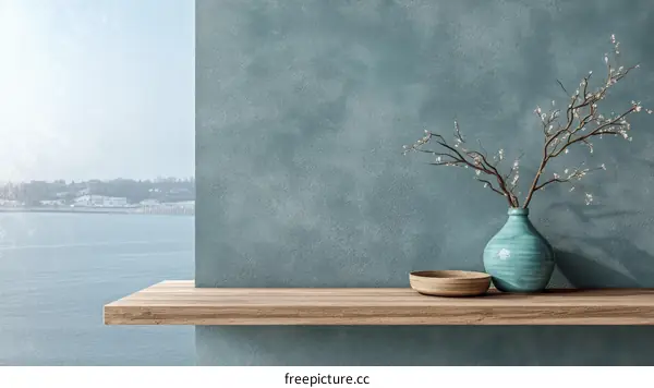 Coastal Balcony Display with Vase and Bowl