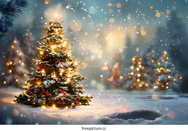 Christmas tree in the snow