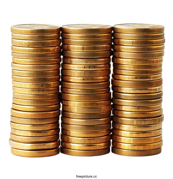 [Transparent Background PNG]Stacked Gold Coins Financial Wealth