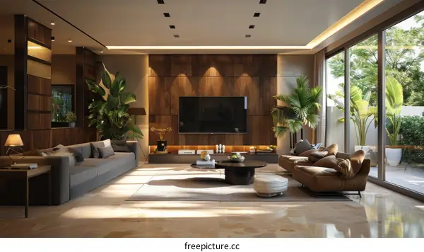 Palm Trees Surrounding a Modern Living Room