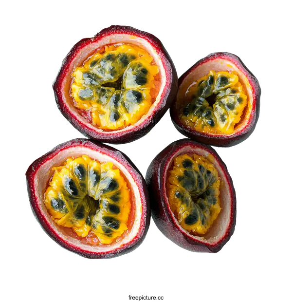 [Transparent Background PNG]Fresh Passion Fruit Slices Close Up
